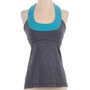 Lululemon Racerback Scoop Neck Tank with COOLMAX tech in Gray and Teal. Size 8.